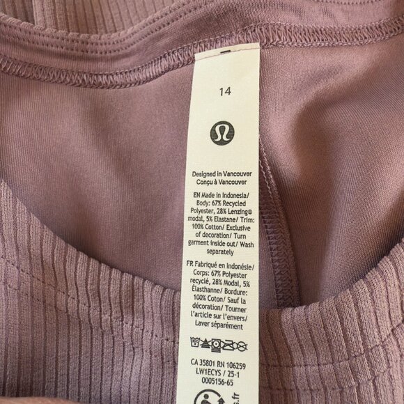 NWT Lululemon Ribbed Softstreme Slim-Fit Dress Size 14 in Lavender Lux - Picture 5 of 6